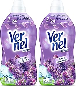 Vernel max Taze Lavanta Kokulu 60 Yıkama Konsantre Çamaşır Yumuşatıcısı (1 x 1440 mL) 2li paket