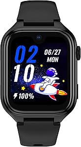 Slazenger Tiger Kids Prime Akıllı Çocuk Saati, Görüntülü Görüşme, AMOLED Ekran, Android, GPS, 5MP Kamera, IP68 Su Geçirmez, Uzun Pil Ömrü, SOS, Dokunmatik Ekran, 4G, Silikon Kayış, Siyah