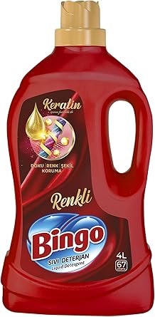 Bingo Renkli Sıvı Bakım Çamaşır Deterjanı, Kırmızı, 4 Lt