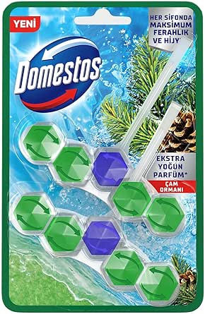 Domestos WC Blok 5’li Güç Çam Ferahlığı 600 Sifona Kadar Güçlü Temizlik 110 gr İkili Paket