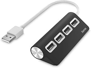 USB Hub, 4 Ports, USB 2.0, 480 Mbit/s, siyah