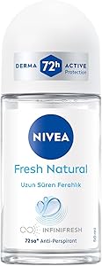 NIVEA Kadın Roll on Deodorant Fresh Natural 50 ml,Ter ve Terlemeye Karşı 72 Saat Anti Perspirant Koruma,Uzun Süren Ferahlık,Okyanus Özleri Kokusu,Etil Alkol İçermez