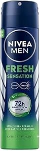 NIVEA MEN Erkek Sprey Deodorant Fresh Sensation 150 ml, Ter ve Ter Kokusuna Karşı 72 Saat Anti-perspirant Koruma, Ferah Koku