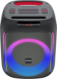 KENWOOD Parti Hoparlörü AS-P200BT – dinamik ışık gösterisi, 10 saat pil ömrü, BLUETOOTH, TWS (Kablosuz Stereo), USB, SD kart, AUX girişi, mikrofon girişi, Siyah