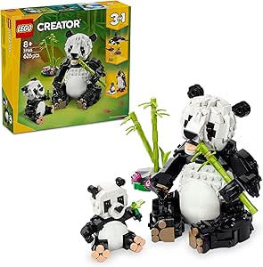 LEGO Creator 3’ü 1 Arada Vahşi Hayvanlar: Panda Ailesi 31165-8 Yaş ve Üzeri Çocuklar için Orka veya Penguene Dönüşen Oyuncak Yapım Seti, Doğum Günü Hediyesi (626 Parça)