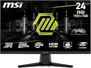 MSI 23.8″ MAG 242F, Gaming Monitör, FHD, 16:9 Flat, Rapid IPS, 200HZ, 0.5ms (GTG) FreeSync Premium