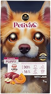 Petiva Yavru Köpekler İçin Kuzu Etli Kuru Köpek Maması (7 Kg, Kuzu)