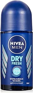 NIVEA Men Erkek Roll On Deodorant Dry Fresh 72 Saat Anti-Perspirant Koruma, Ekstra Kuruluk, 50 ml