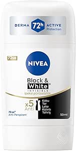 NIVEA Kadın Stick Deodorant Black&White Invisible İpeksi Pürüzsüzlük 72 Saat Anti-Perspirant Koruma, 50 ml