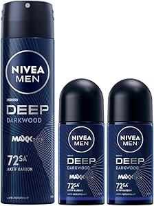 NIVEA Men Erkek Sprey Deodorant Deep Dimension 150 ml + NIVEA Men Erkek Roll On Deodorant Deep Dimension 50 mlX2