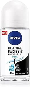 NIVEA Kadın Roll On Deodorant Black & White Invisible Pure 48 Saat Anti-perspirant Koruma (50 ml)