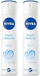 NIVEA Kadın Sprey Deodorant Fresh Natural 150 ml, Ter ve Ter Kokusuna Karşı 48 Saat Deodorant Koruması 2li paket