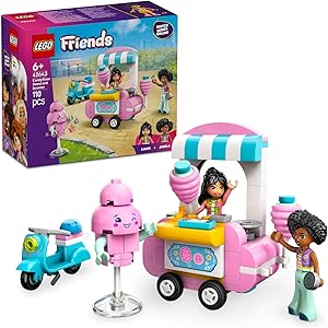 LEGO Friends Pamuk Şeker Standı ve Scooter 42643-6 Yaş ve Üzeri Kız ve Erkek Çocukları için Mini Bebek İçeren Yaratıcı Oyuncak Yapım Seti, Doğum Günü Hediyesi (110 Parça)