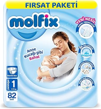 Molfix Fırsat Paketi Yenidoğan 1 Beden Bebek Bezi (1 x 82 Adet), Beyaz