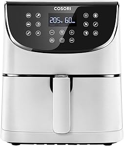 COSORI Airfryer 100 Tarif Yemek Kitabı, 1700-Watt Max XXL 5,5 L Dijital Dokunmatik Hava Fritözleri 11 Ön Ayarlı Fırın, Yağsız Sıcak Ocak, Yapışmaz Sepet, Beyaz