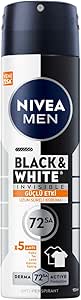 NIVEA MEN Erkek Sprey Deodorant Black%26White Invisible Güçlü Etki 150 ml, 72Saat Anti Perspirant Koruma,Kıyafetlerde Leke Karşıtı
