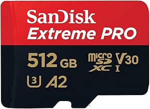 SanDisk 512 GB Extreme PRO microSDXC Kart + SD Adaptörü + RescuePRO Deluxe, 200 MB/sn’ye kadar, A2 Uygulama Performansı, UHS-I, Sınıf 10, U3, V30 ile