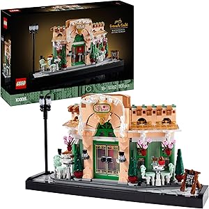 LEGO Icons Fransız Kafe 10362 – Yetişkin Kadın ve Erkekler için Süslü Koltuklar ve Asılı Saksılar İçeren Koleksiyonluk Dekoratif Model Yapım Seti, Ev veya Ofis Dekoru Kendin Yap (1101 Parça)