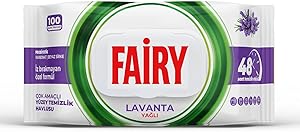 Fairy Çok Amaçlı Yüzey Temizlik Havlusu 100 Yaprak | Lavanta Yağlı | Beyaz Sirke & Karbonat | 48 Saat Temizlik Etkili | İz Bırakmayan Formül
