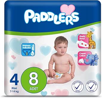 Paddlers Bebek Bezi 4 Numara Maxi 8 Adet (8-19 Kg) Deneme Paketi