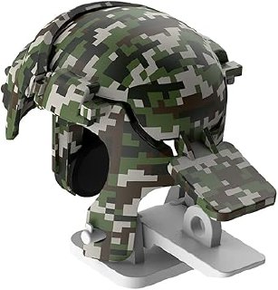 Baseus Mobil Oyun Kontrol Aparatı, Kamuflaj Desenli Koyu Yeşil – Gri, PUBG Mobile Kaskı Şeklinde, Mobile GamePad, Ateş/Tetik/Kontrol/4 Parmak Kullanımını Sağlayan, Cep Telefonu/Tablet Uyumlu Aparat