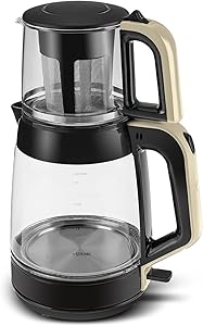 Karaca Glass Tea XL 2 in 1 Cam Çay Makinesi Krem