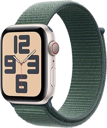 Apple Watch SE GPS + Cellular, 40 mm Yıldız Işığı Alüminyum Kasa ve Göl Yeşili Spor Loop