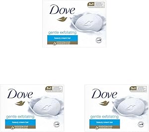 Dove Beauty Cream Bar Katı Güzellik Sabunu Gentle Exfoliating Nemlendirici Etkili, 90 g 3lü paket