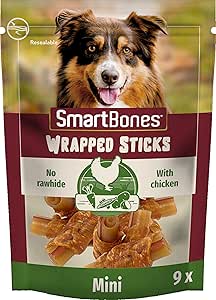 Smartbones Chickenwrapsticks Mini Küçük Boy Tavuklu Burgu Çubuklar 9’Lu, 112 Gr Köpek Ödülü