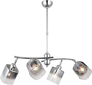 Homemania HOME MANIA, Lucea Derma, 4 X E27 Duy, Metal, Cam, 33 X 18 X 62 Cm, 1451-51-04, 4’lü, Krom Renkler