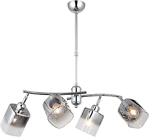 Homemania HOME MANIA, Lucea Derma, 4 X E27 Duy, Metal, Cam, 33 X 18 X 62 Cm, 1451-51-04, 4’lü, Krom Renkler