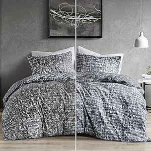 Comfort Spaces Kraliçe Yorgan Seti – Her Mevsim için Gri Yatak Takımı, Ultra Yumuşak 3 Parça Çift Taraflı Yorgan 2 Eşleşen Yastık Kılıfı, Bakımı Kolay, Makinede Yıkanabilir, Tam/Queen