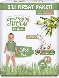 Baby Turco Doğadan 2’li Fırsat Paketi Külot Bez 4 Numara Maxi 82 Adet