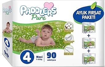 Paddlers Pure 4 Numara Maxi (7-14 kg) 90 Adet Aylık Fırsat Paketi
