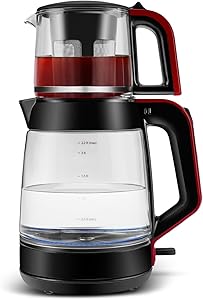 Karaca Glass Tea XL 2 in 1 Cam Çay Makinesi Kırmızı
