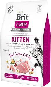 Brit Care Healthy gowth & Development, Yavru Kediler, Hamile Veya Emziren Kediler İçin, Tahılsız, Hipoalerjenik, Taze Tavuk Etli Ve Hindi Etli Kuru Mama, 2 kg