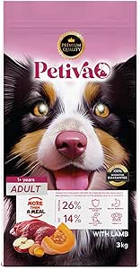 Petiva Yetişkin Köpekler İçin Kuzu Etli Kuru Köpek Maması (3 Kg, Kuzu)