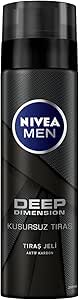 NIVEA MEN Erkek Tıraş Jeli Deep Dimension 200ml, Kusursuz Tıraş, Aktif Karbon, Kaygan Tıraş Deneyimi