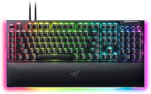 Razer BlackWidow V4 Pro (Yeşil Anahtar) – Mekanik Oyun Klavyesi (Tıklamalı Mekanik Anahtarlar, Komut Kadranı ve 8 Özel Makro Tuşu, Çok Fonksiyonlu Silindir, Bilek Dayanağı) US Düzeni | Siyah