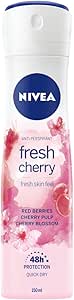 NIVEA Kadın Sprey Deodorant Cherry Fresh 150 ml, 48 Saat Anti-perspirant Koruma