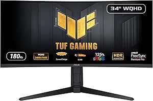 ASUS TUF GAMING VG34VQL3A 34 HDR VA Kavisli FREESYNC 3440×1440 1MS 180HZ DP HDMI Monitör