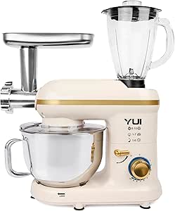 Yui M200 Multi-fonksiyonel 3’ü Bir Arada Stand Mikser Kıyma Setli Ve Blender Özellikli Krem-Gold
