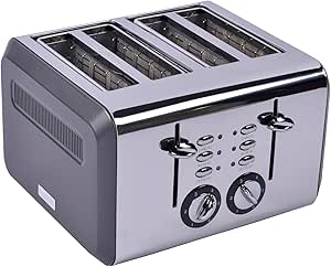 Berghoff Gem Titan Parlak Gümüş Gri Dört Dilim Ekmek Kızartma Makinesi