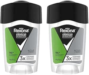 Rexona Clinical Protection Erkek Stick Deodorant Active Fresh Ter Kokusuna Karşı Koruma 45 ML 2li paket
