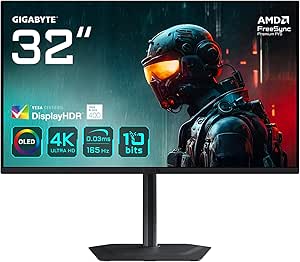 GIGABYTE MO32U 32″ OLED Gaming Monitor, 4K UHD (3840×2160),165Hz, 0.03ms GTG, Mat Ekran, HDMI 2.1, DisplayHDR True Black 400, KVM & USB-C, Dahili Hoparlör