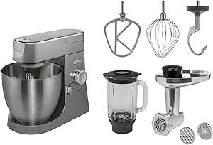 Kenwood Chef Hamur Makinesi Planetaria KVL4170S, Gümüş Karıştırma Makinesi + Mikser + Kıyma Makinesi 6.7 Gri