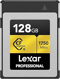 Lexar Professional GOLD Serisi 128GB CFexpress Kart, B Tipi CF Kart, 1750MB/s’ye Kadar Okuma, PCIe 3.0 ve NVMe’yi Benimseyin, Profesyonel Fotoğrafçı için Hafıza Kartı, Kameraman (LCXEXPR128G-RNENG)