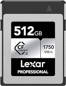 Lexar Professional SILVER Serisi 512 GB CFexpress Kart, Tip B CFe Kart, 1750 MB/s’ye kadar Okuma Hızı, PCIe Gen3x2 özellikli CF Kart, DSLR ile uyumlu, XQD Kamera ile Ters (LCXEXSL512G-RNENG)