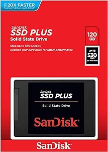 SanDisk 120GB SSD Plus Sabit, SATA-3, 2.5″/7mm, 530 MB/sn’e kadar – SDSSDA-120G-G27