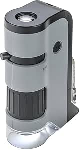 Carson MP-250 MicroFlip 100-250x LED Işıklı Cep Mikroskobu Akıllı Telefon Digiscoping Adaptör Klipsli, Gri